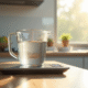 Scène de cuisine avec verre mesure eau et balance digitale