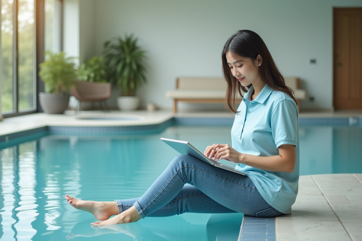 Femme utilisant une tablette près d