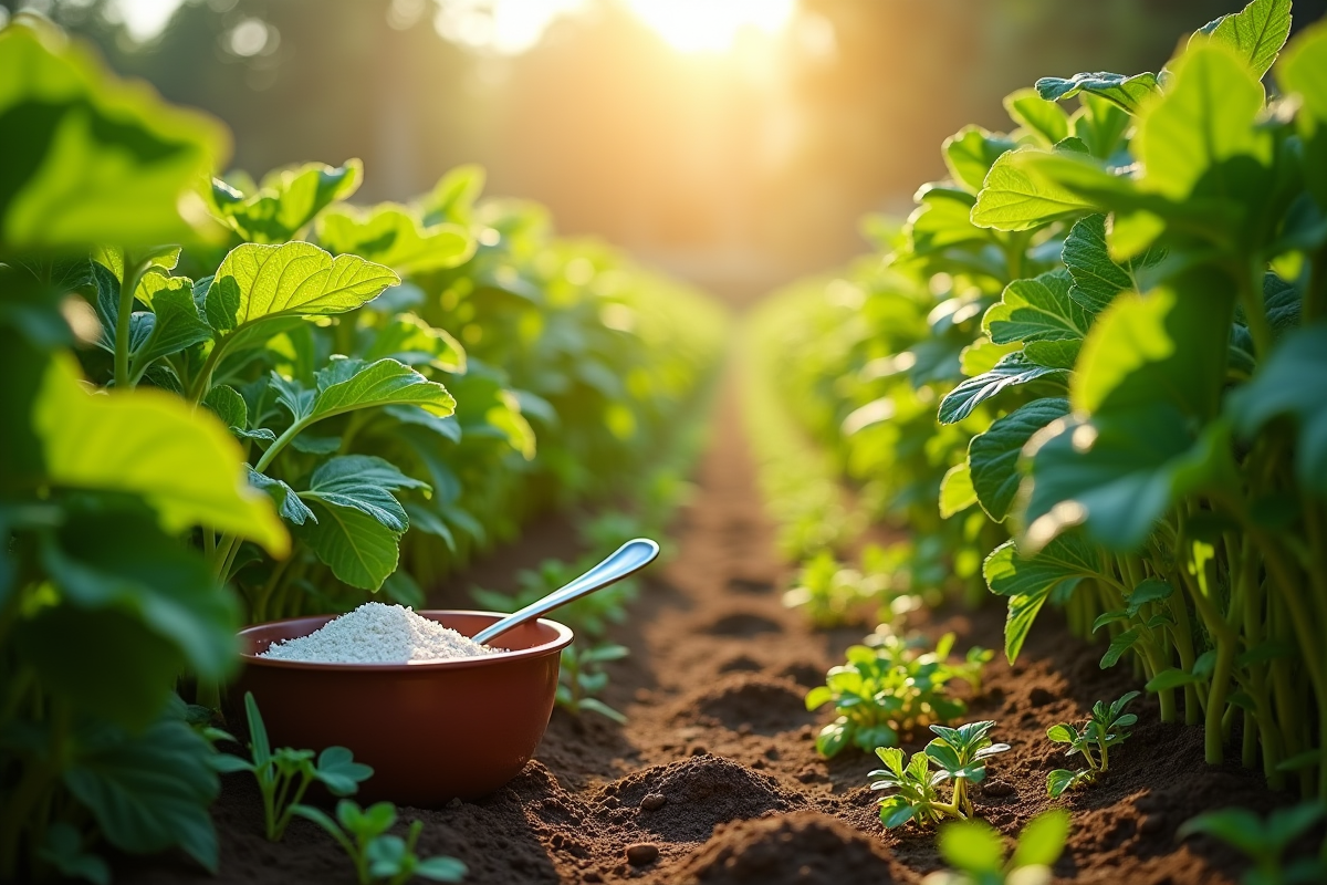 Jardin de légumes sans mauvaises herbes en plein soleil