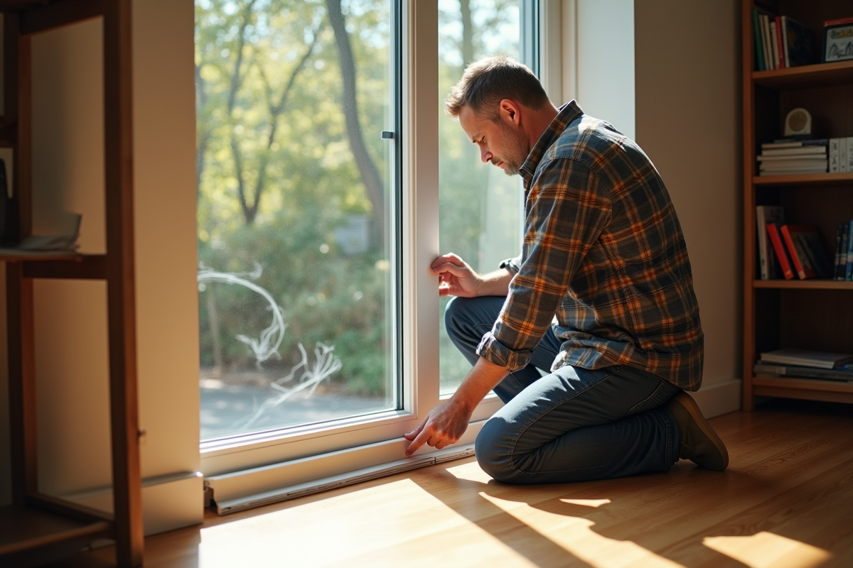 Homme posant un joint d
